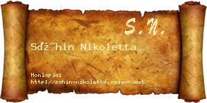 Sáhin Nikoletta névjegykártya